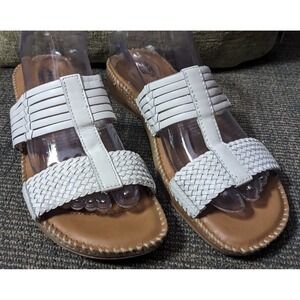 Dr. Scholl's Sandal Women's 8.5 White Woven Leather Upper Bette Air Pillow Slide